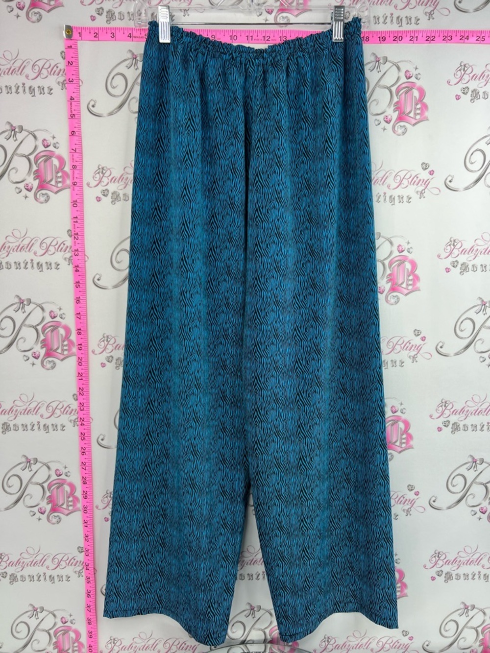 Pants wide leg psychedelic groovy Teal Patterned Wide-Leg Pants